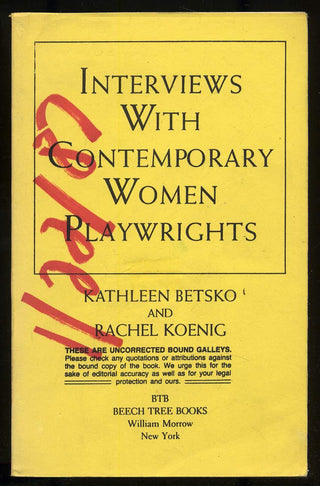 Interviews With Contemporary Women Playwrights - Thryft