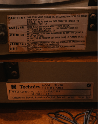 Technics F.G. Servo Player SL-20