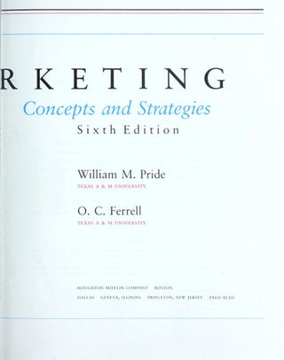 Marketing Concepts and Strategies
