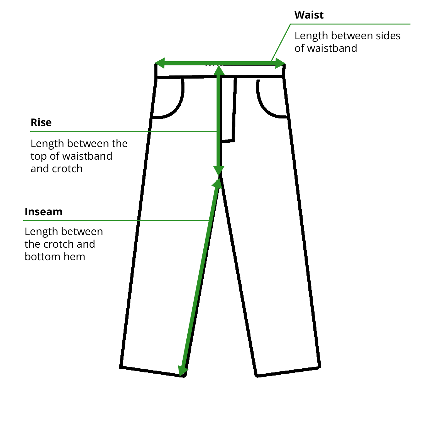 Pants jeans measurement diagram