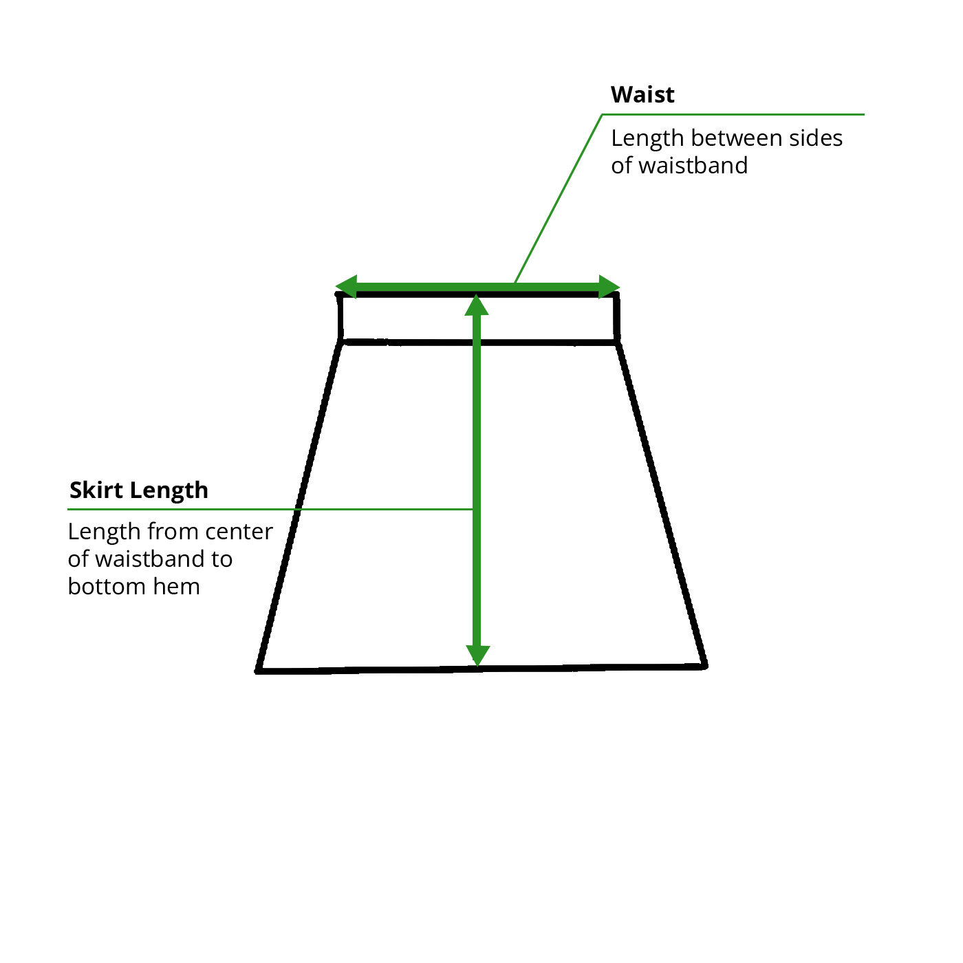 Skirts measurement diagram