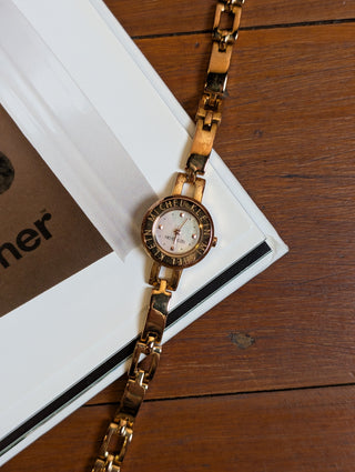 Vintage Michel Klein Quartz Rose Gold Round Bracelet Watch