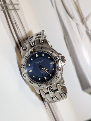 Vintage Burberrys Quartz Diver Silver-Tone Round Bracelet Watch