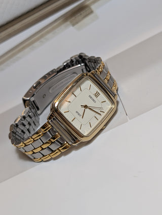 Vintage Seiko Quartz Two-Tone Rectangular Bracelet Watch