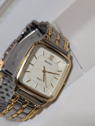 Vintage Seiko Quartz Two-Tone Rectangular Bracelet Watch
