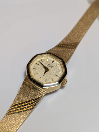 Vintage Citizen Quartz Gold-Tone Octagonal Bracelet Watch
